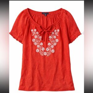 Tommy Hilfiger Red Embroidered Women's Top-2x